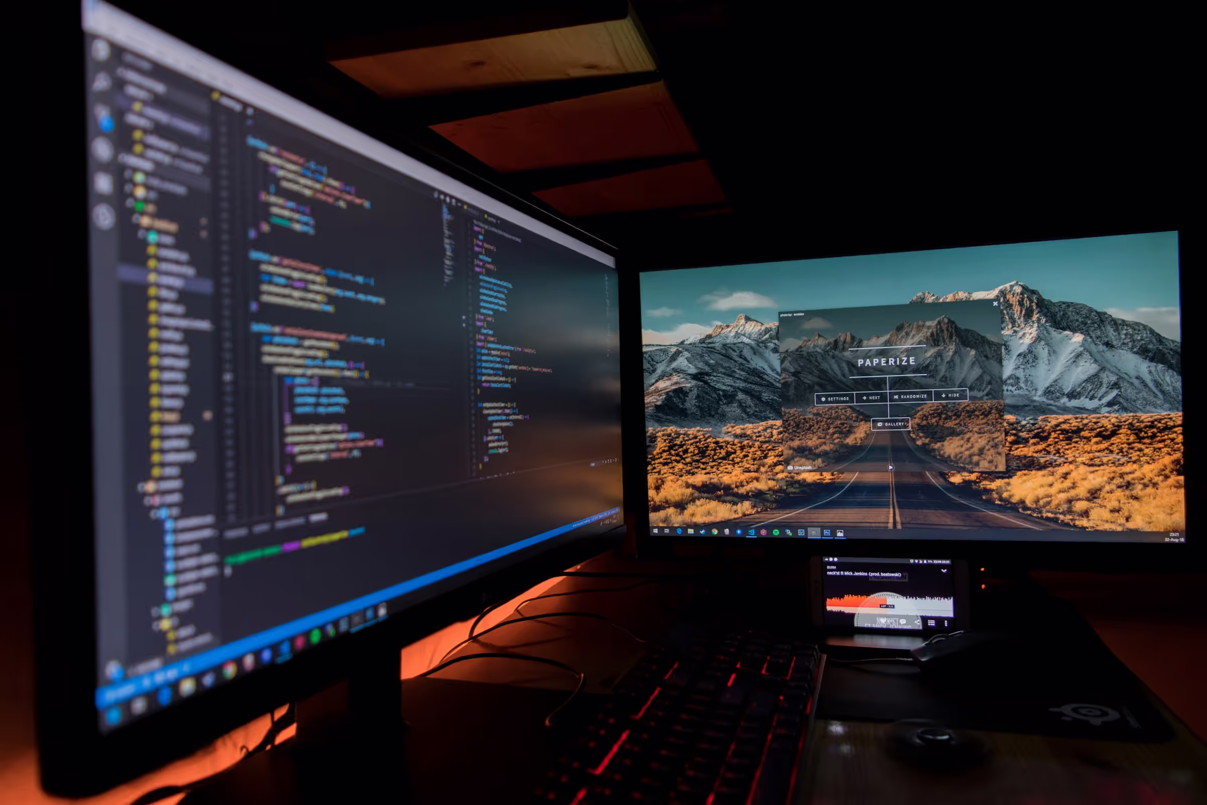 Game development coding workspace