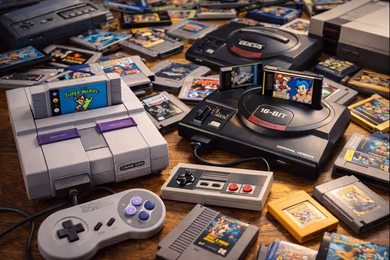 Retro game console collection