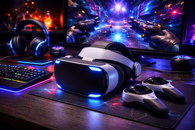 VR gaming headset setup