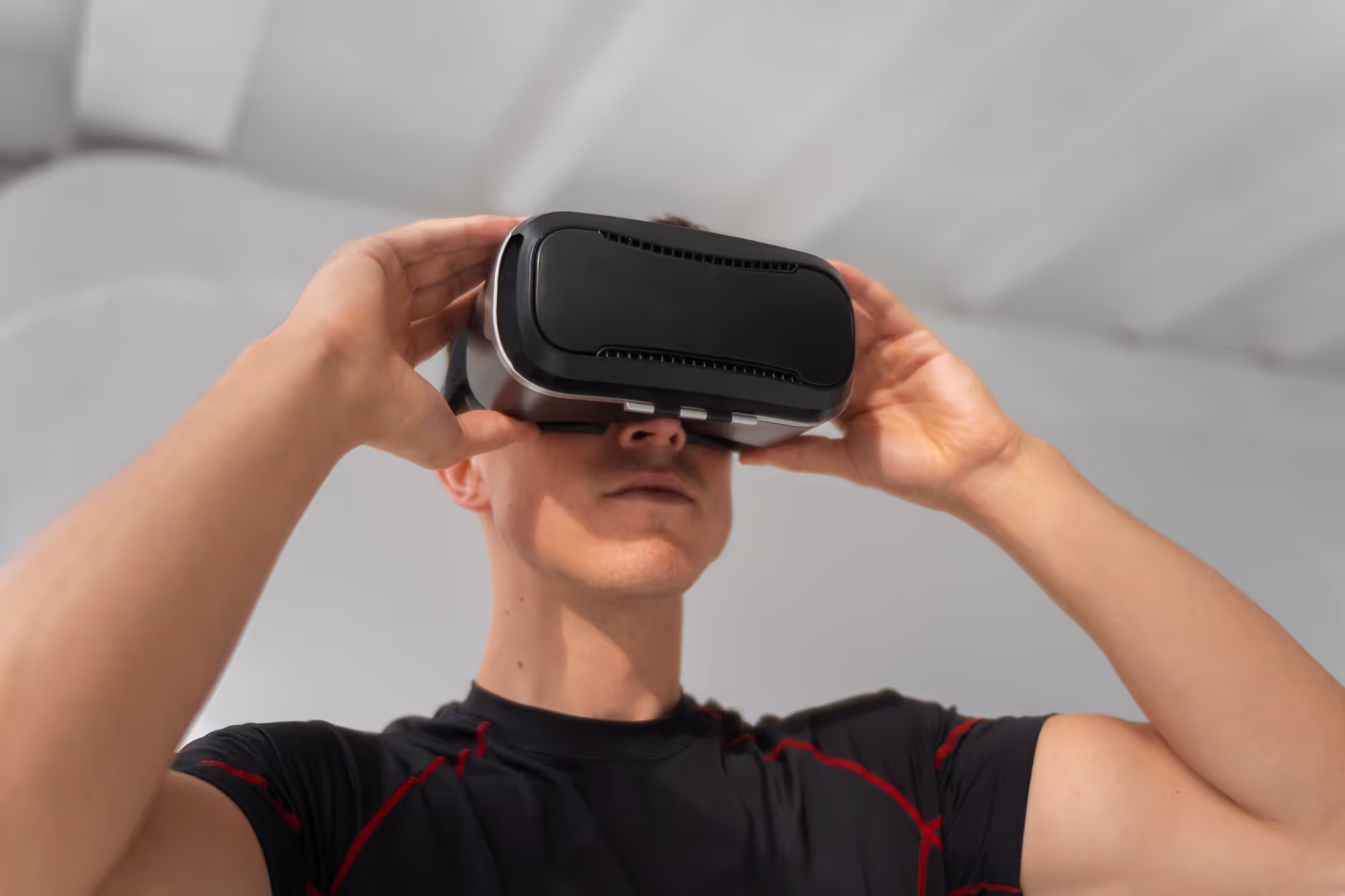 User wearing VR headset