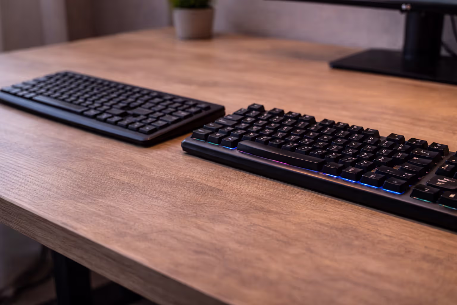 Mechanical gaming keyboard compared with a standard office keyboard