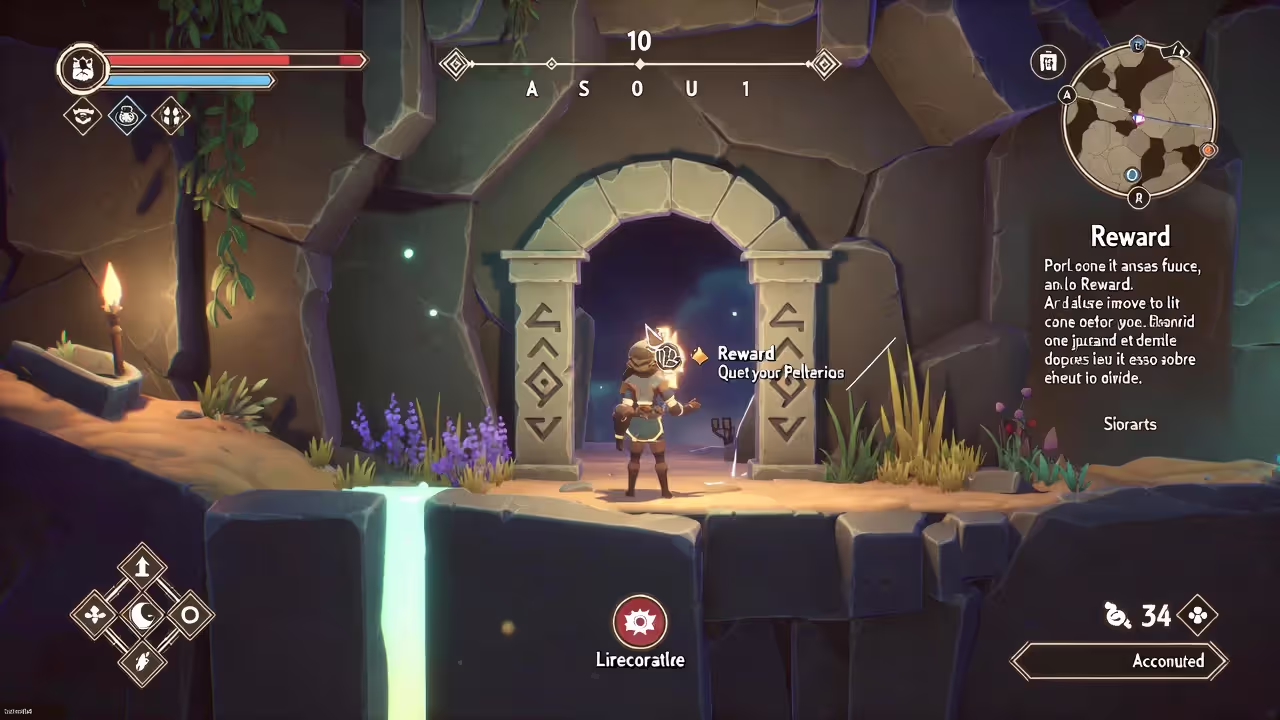 Character discovering a new hidden area entrance in an exploration game