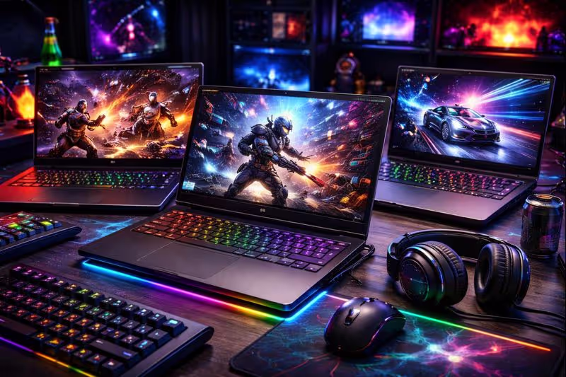 High-performance gaming laptops setup