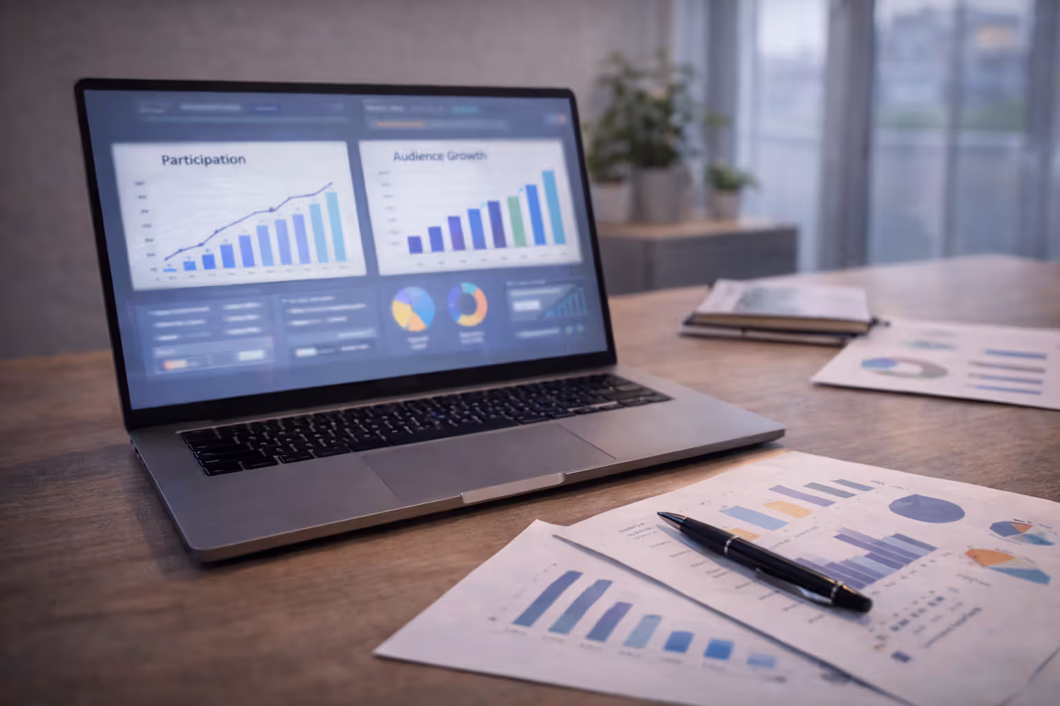 Esports participation statistics shown on a blurred analytics dashboard