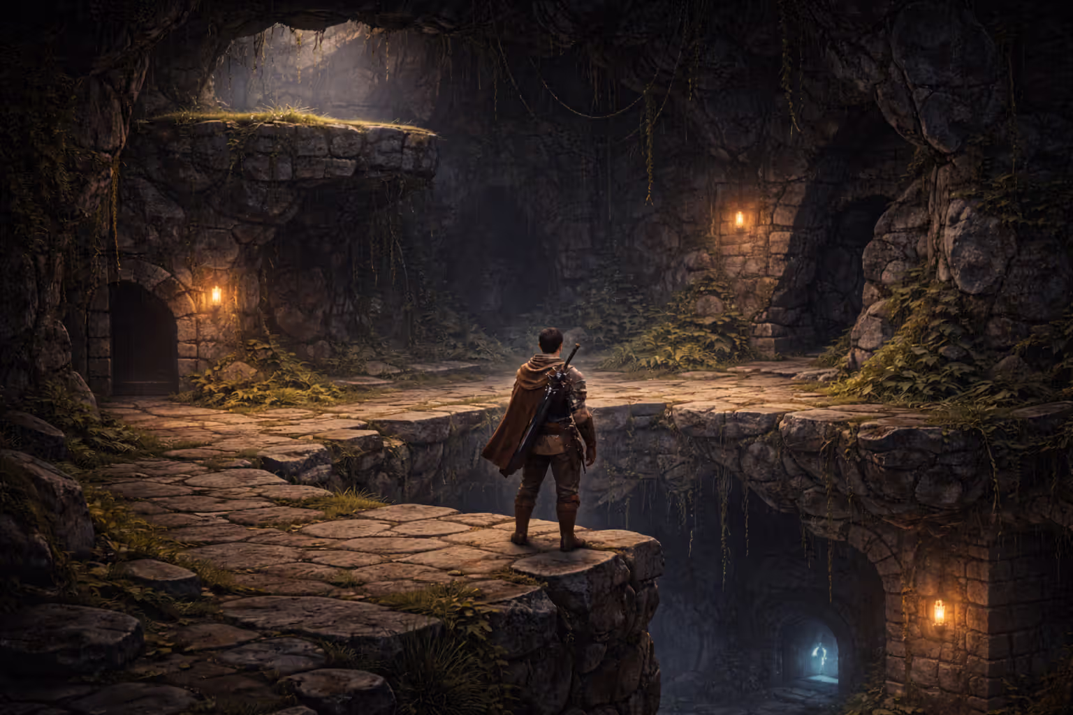 Platforming area with a visible high platform and obstacles that hint at later backtracking